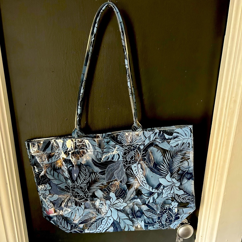 Clear, floral tote bag.